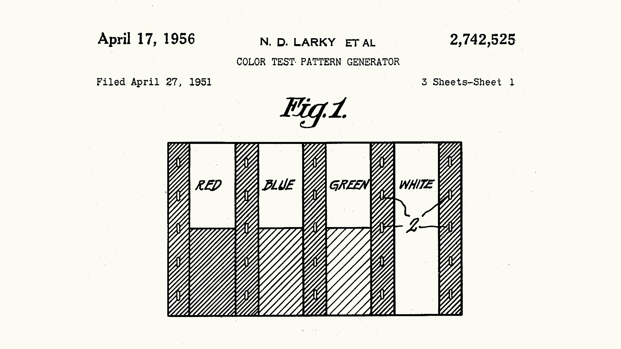 a draft drawing of early tv test pattern color bars in black ink on white